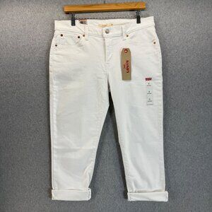 Levi's Womens White Cropped Boyfriend Denim Jeans Straight‎ Leg Size 31 NWT FLAW